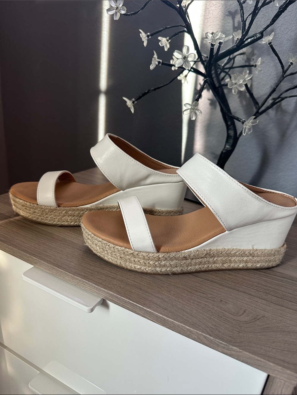 White wedge sandals